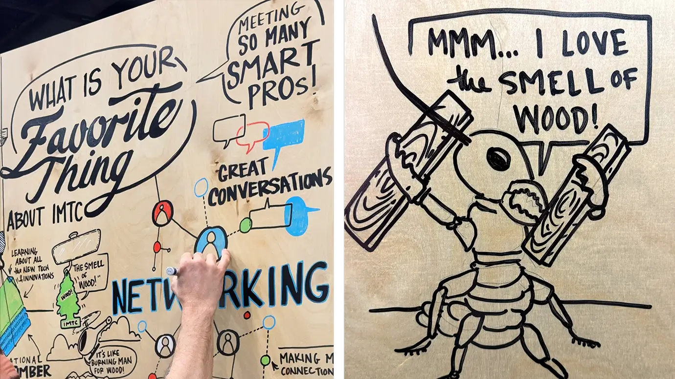Close up of Woodwork's event activation featuring a termite